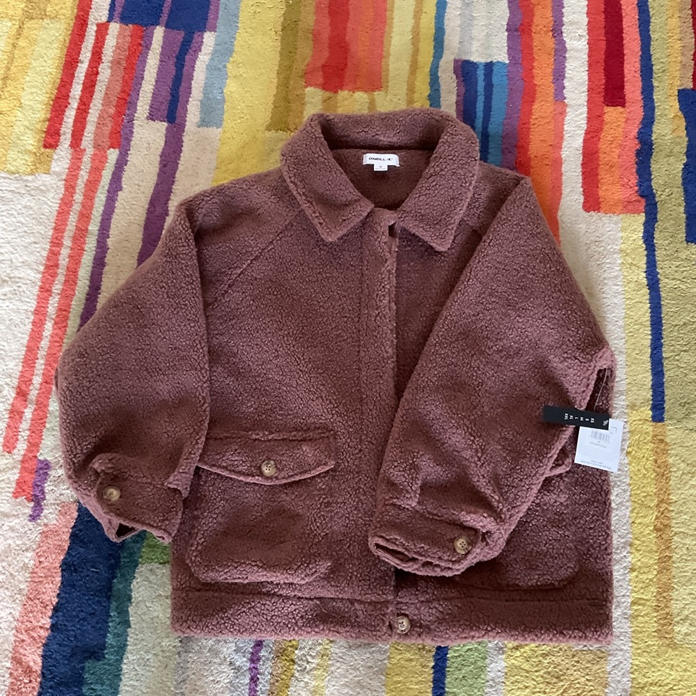 NWT- O'Neill Makenna Solid Pile Fleece Jacket Dusty Mauve NWT Size Medium